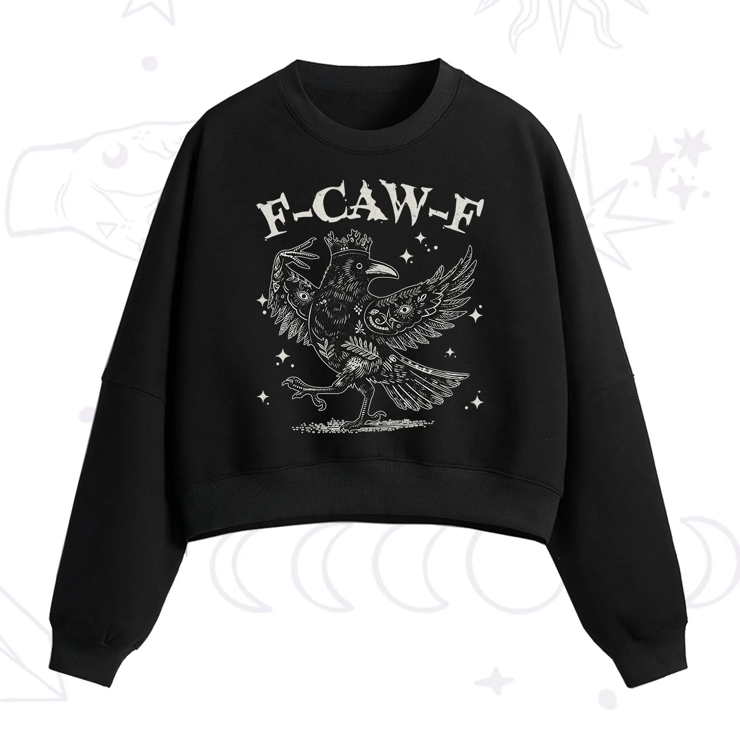 Purplehecate F-caw-f Funny Crow Fleece Cropped Sweatshirt