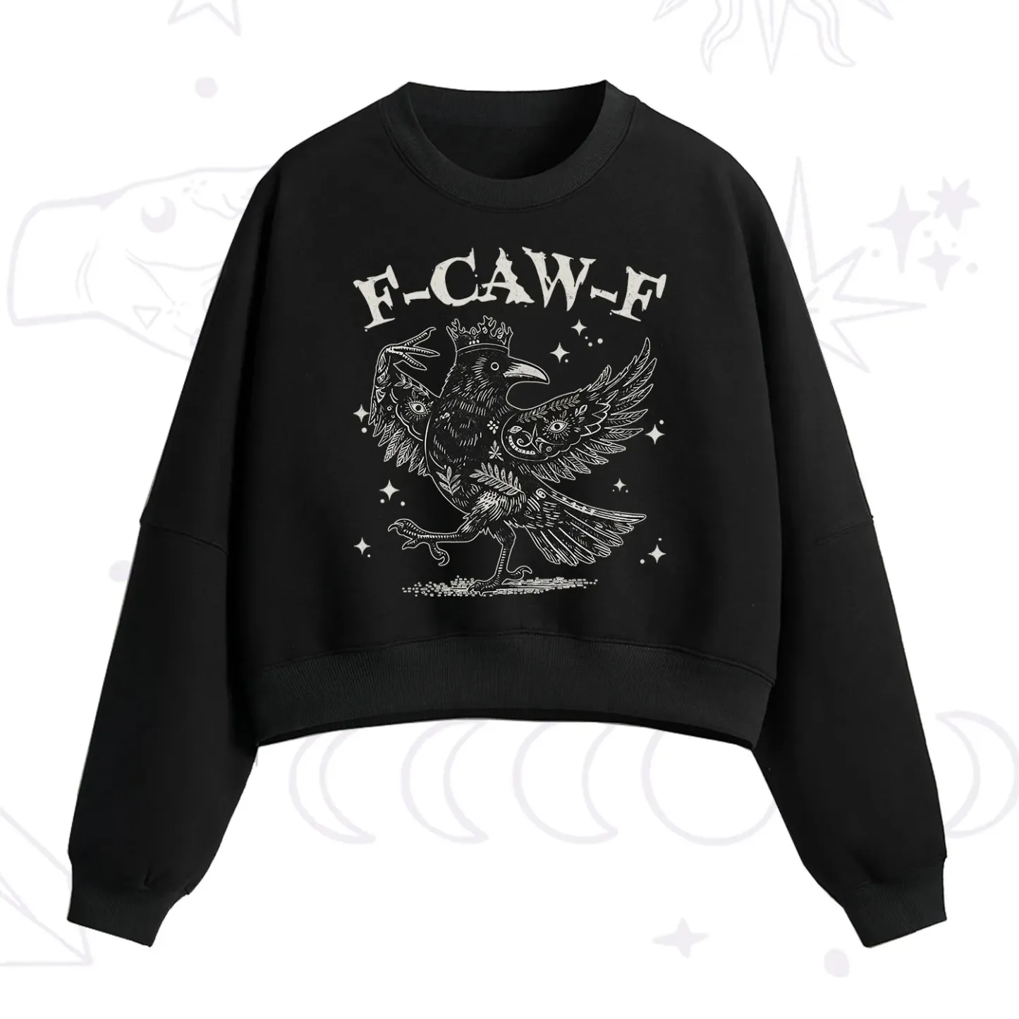 Purplehecate F-caw-f Funny Crow Fleece Cropped Sweatshirt