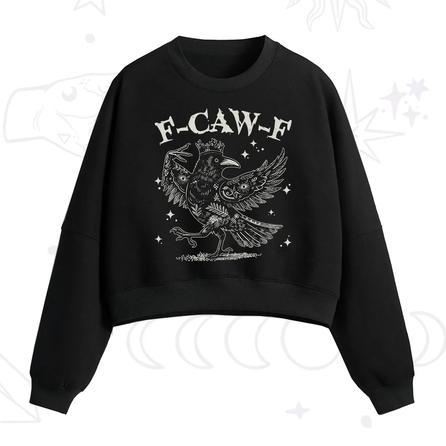 Purplehecate F-caw-f Funny Crow Fleece Cropped Sweatshirt