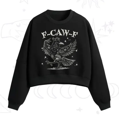 Purplehecate F-caw-f Funny Crow Fleece Cropped Sweatshirt
