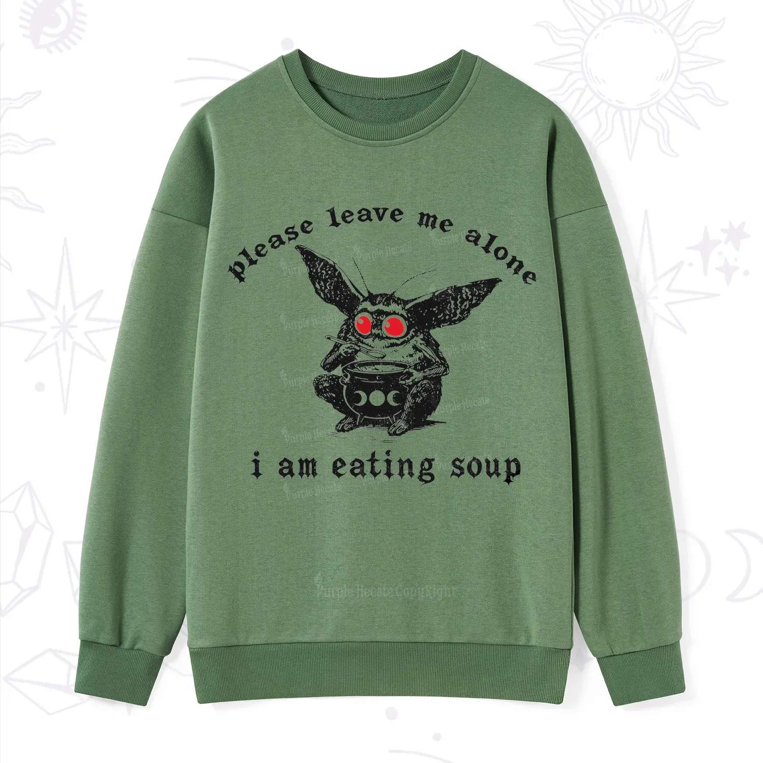 Purplehecate Mothman Eating Soup Sweatshirt