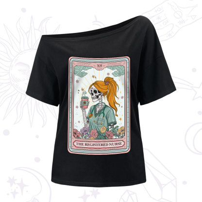 Purplehecate The Registered Nurse Skeleton Tarot One-Shoulder T-Shirt