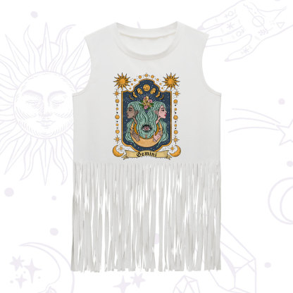 Purplehecate Gemini Zodiac Fringe Tank Top