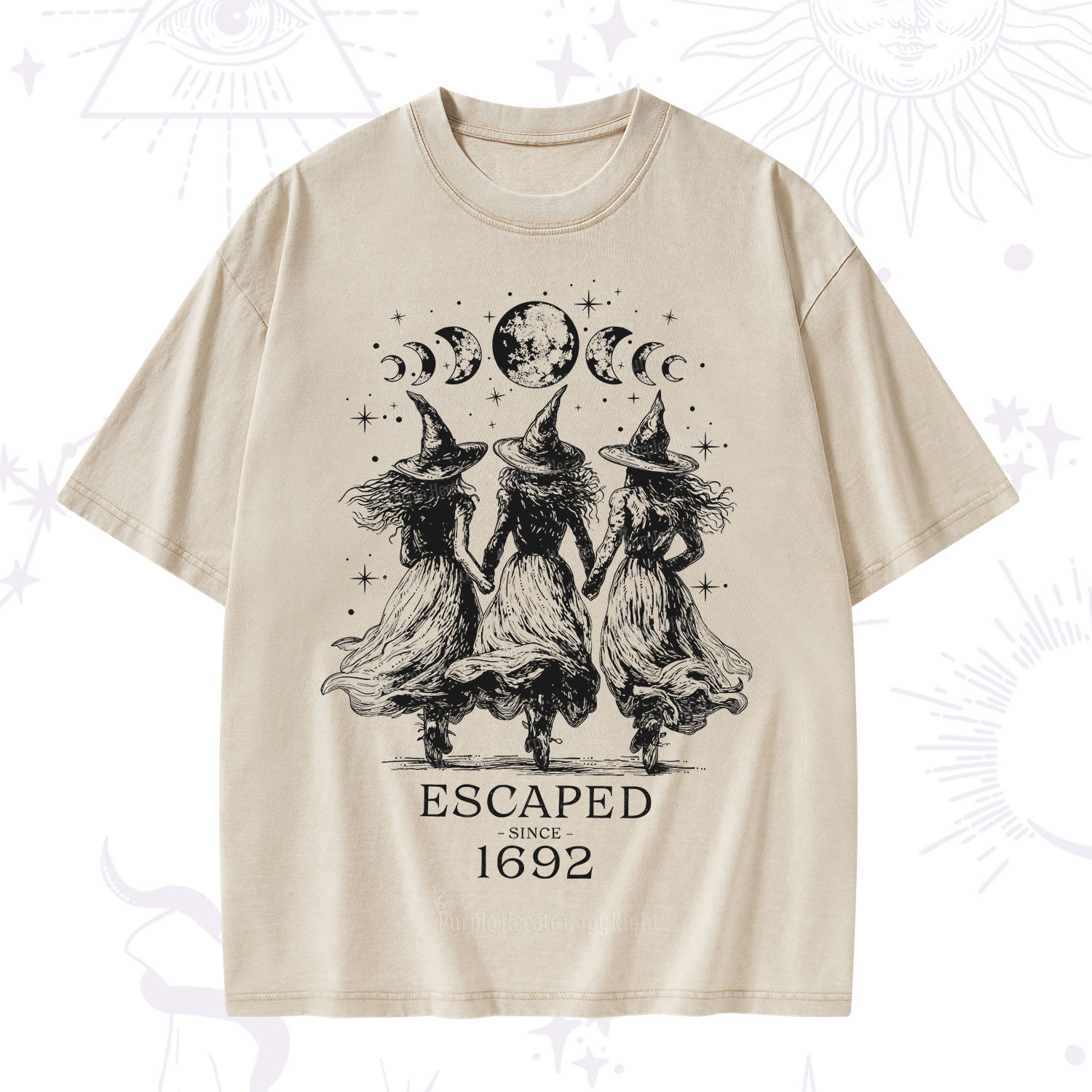 Purplehecate Escaped Since 1692 Washed T-Shirt