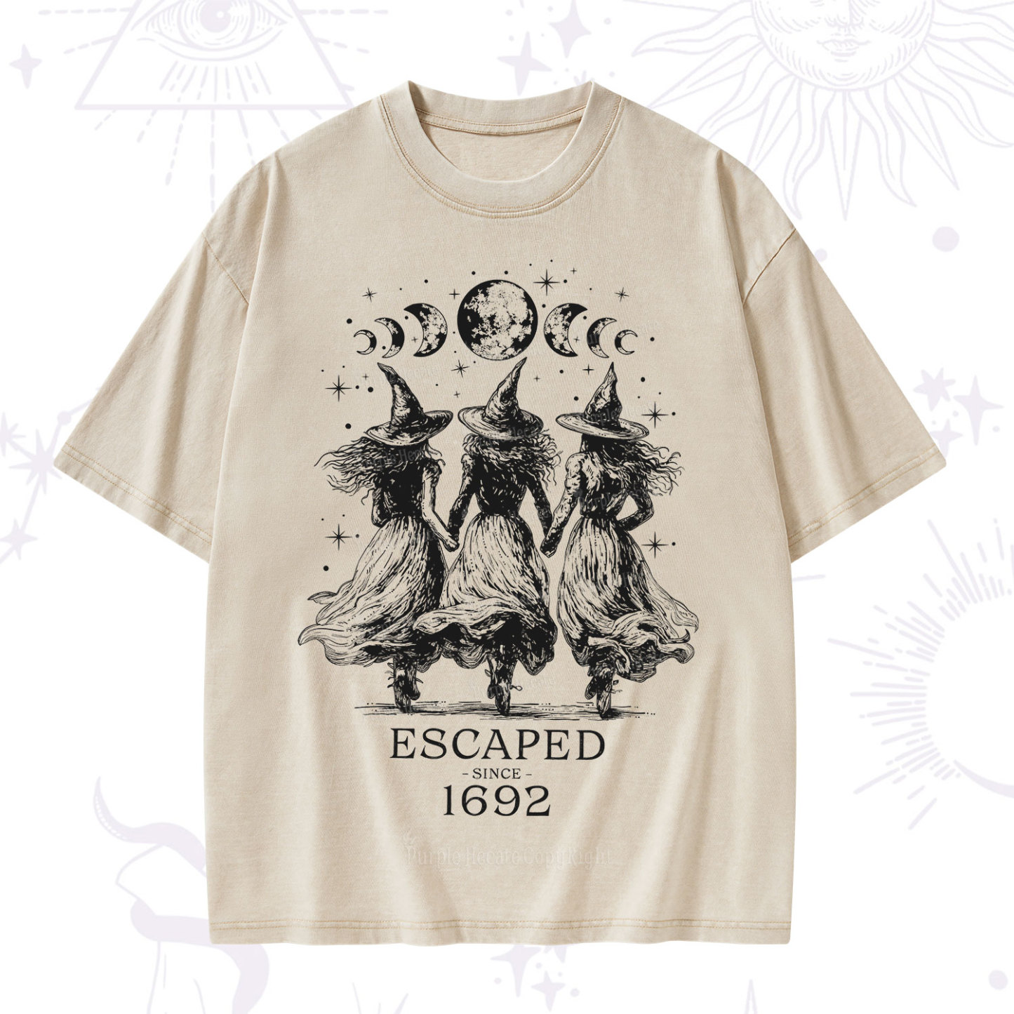 Purplehecate Escaped Since 1692 Washed T-Shirt