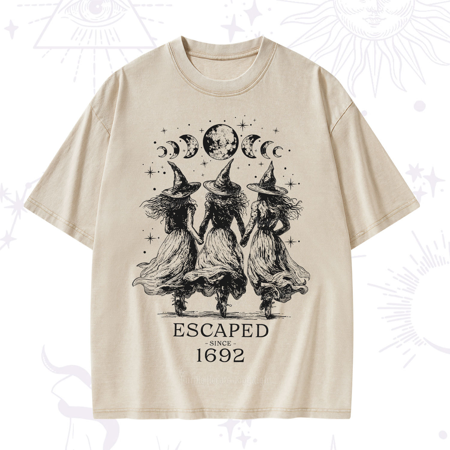 Purplehecate Escaped Since 1692 Washed T-Shirt