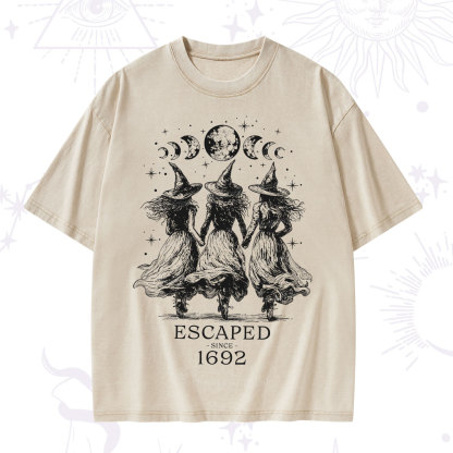Purplehecate Escaped Since 1692 Washed T-Shirt