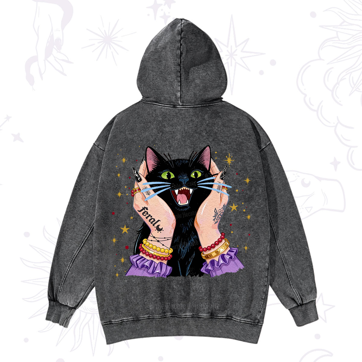 Purplehecate Feral Cat Magic Washed Hoodie