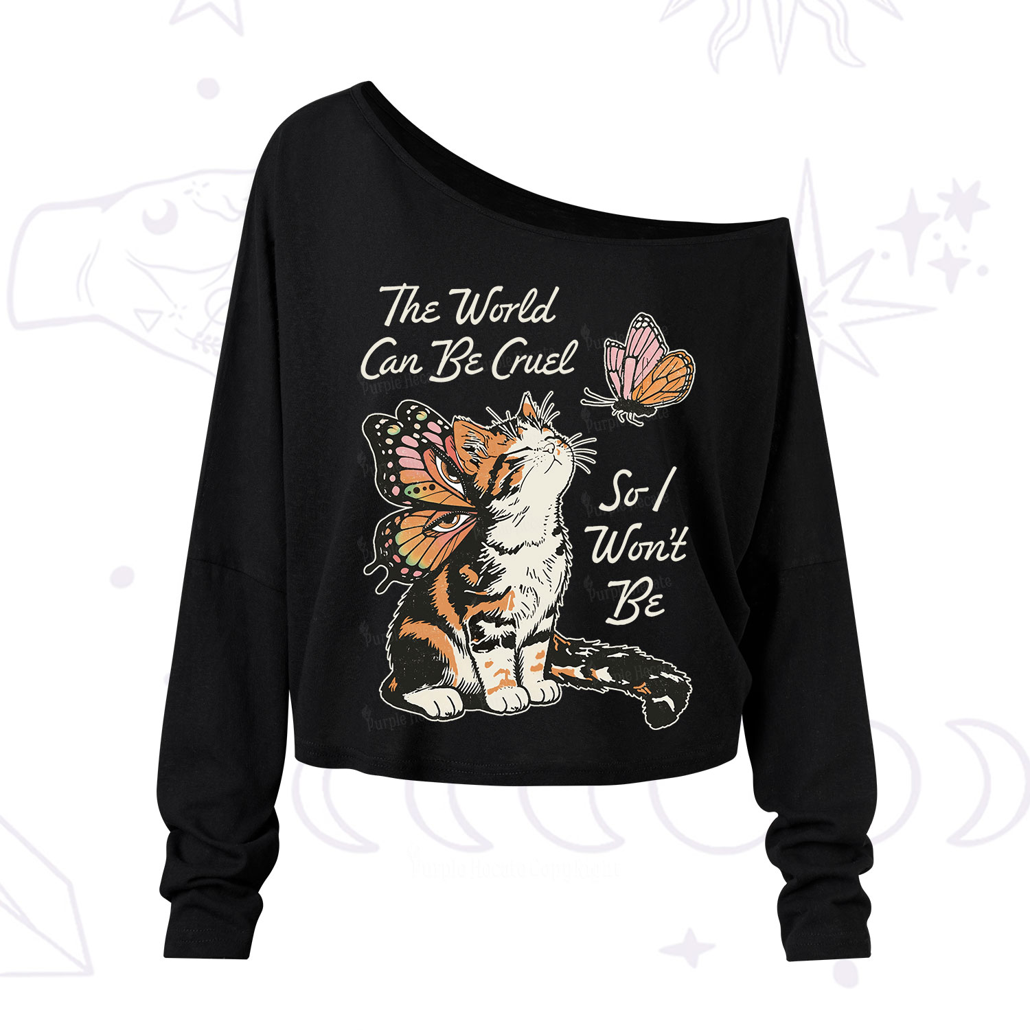 Purplehecate The World Can Be Cruel So I Won't Be One Shoulder Long Sleeve Shirt