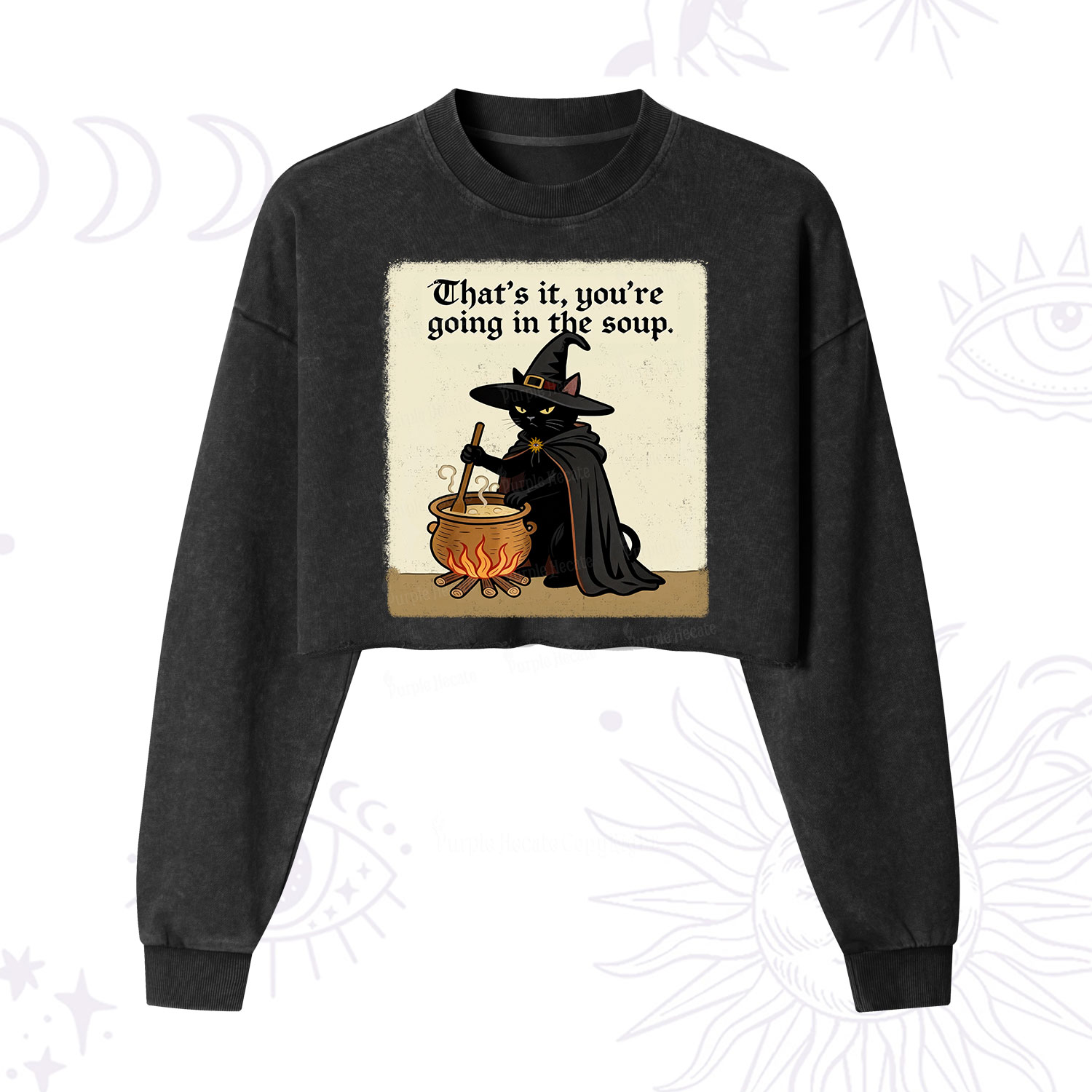 Purplehecate That's It You're Going in the Soup  Cropped Washed Sweatshirt
