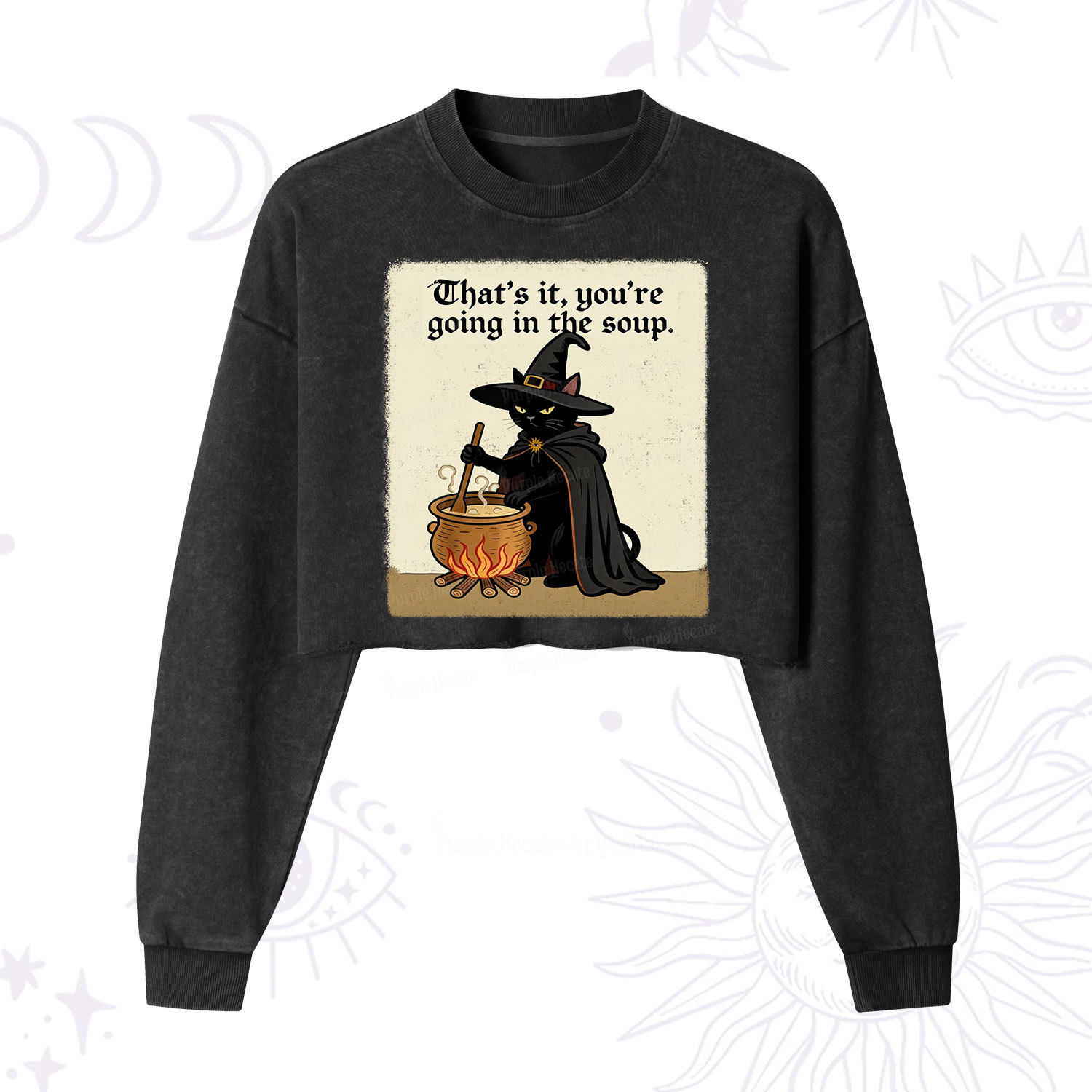 Purplehecate That's It You're Going in the Soup  Cropped Washed Sweatshirt