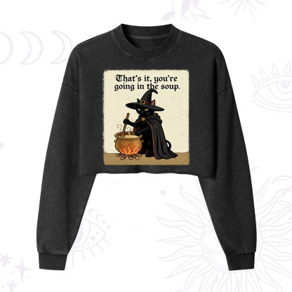 Purplehecate That's It You're Going in the Soup  Cropped Washed Sweatshirt