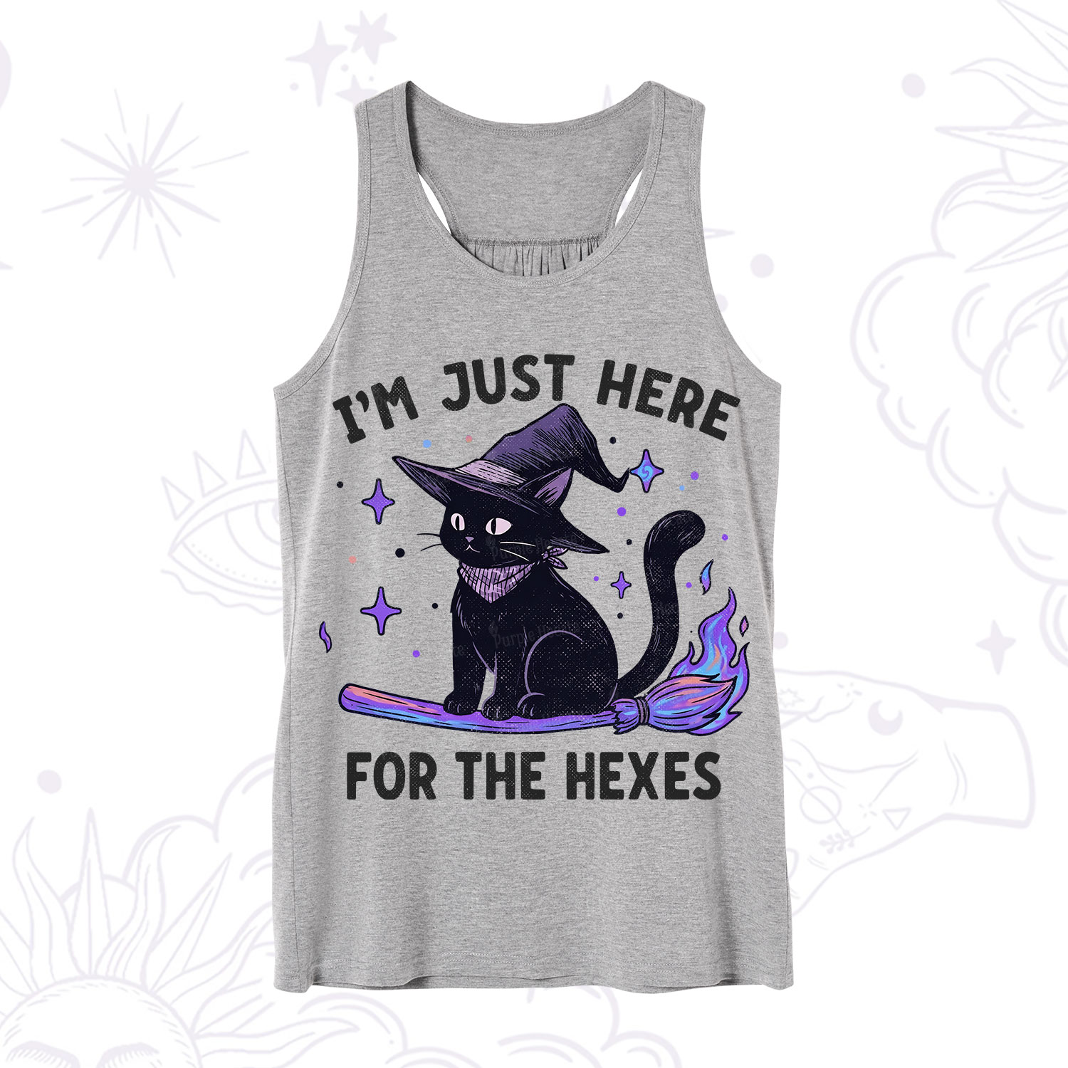 Purplehecate I'm Just Here for the Hexes Witch Cat Tank