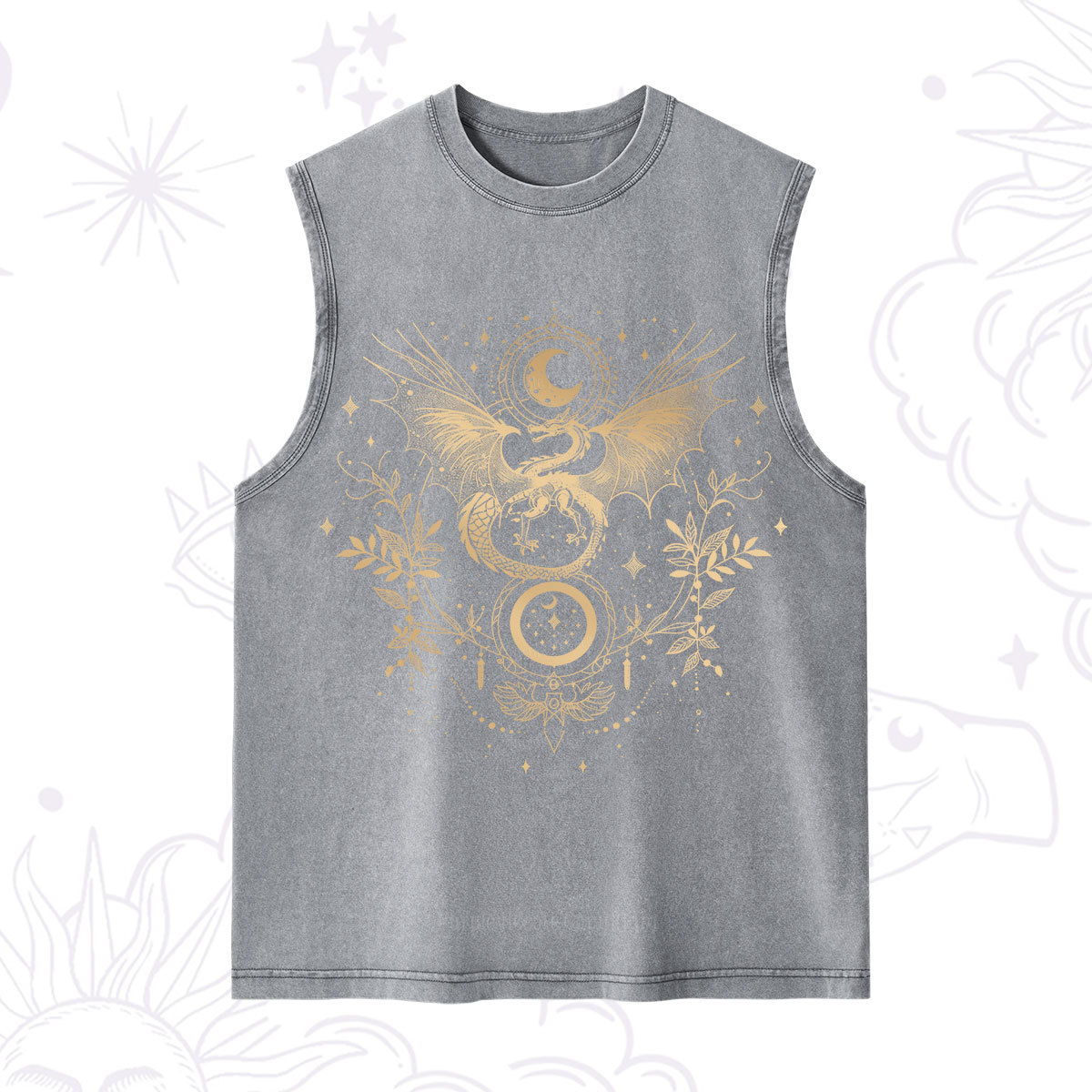 Purplehecate Celestial Dragon Moon Phase Washed Tank