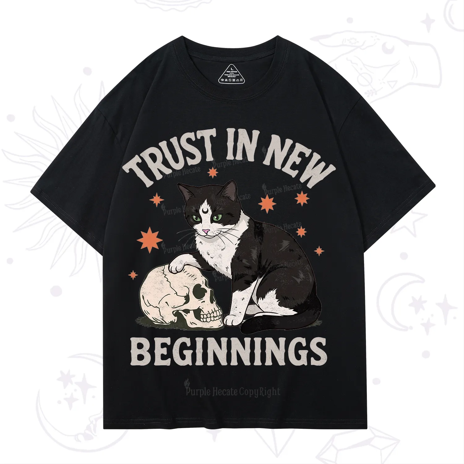 Purplehecate Trust In New Beginnings Cat T-Shirt
