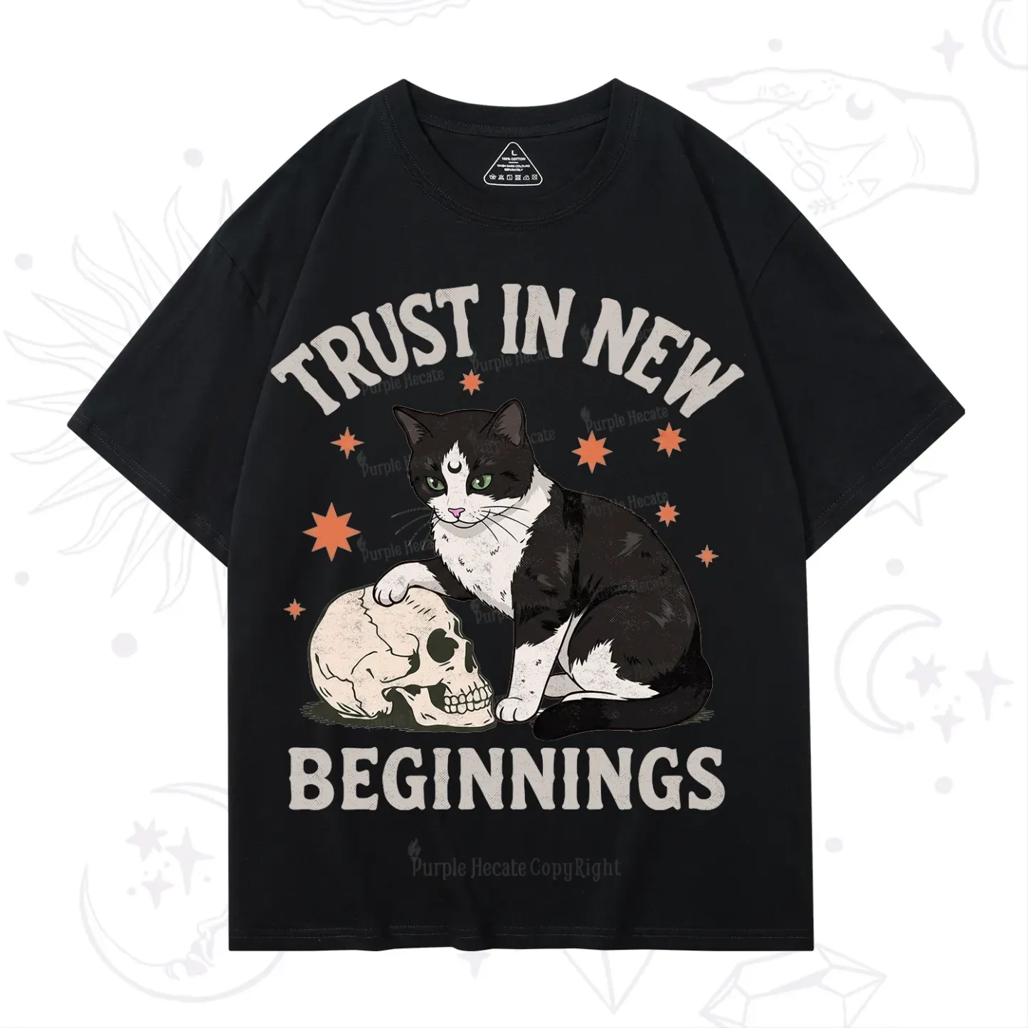 Purplehecate Trust In New Beginnings Cat T-Shirt
