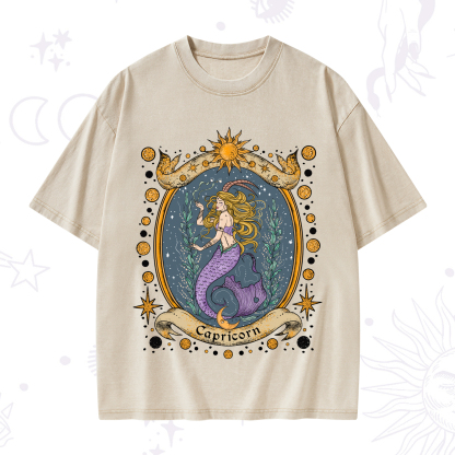 Purplehecate Celestial Capricorn Zodiac Washed T-Shirt