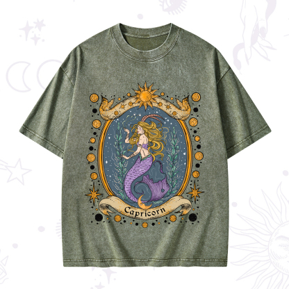 Purplehecate Celestial Capricorn Zodiac Washed T-Shirt