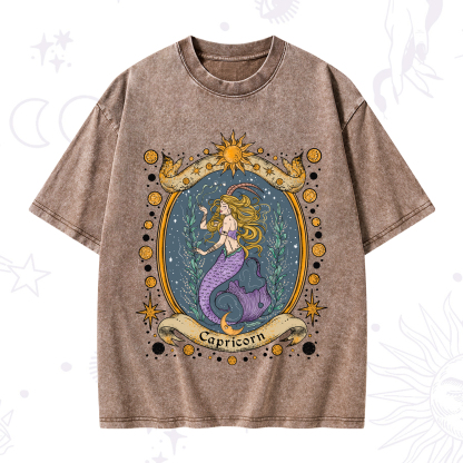 Purplehecate Celestial Capricorn Zodiac Washed T-Shirt