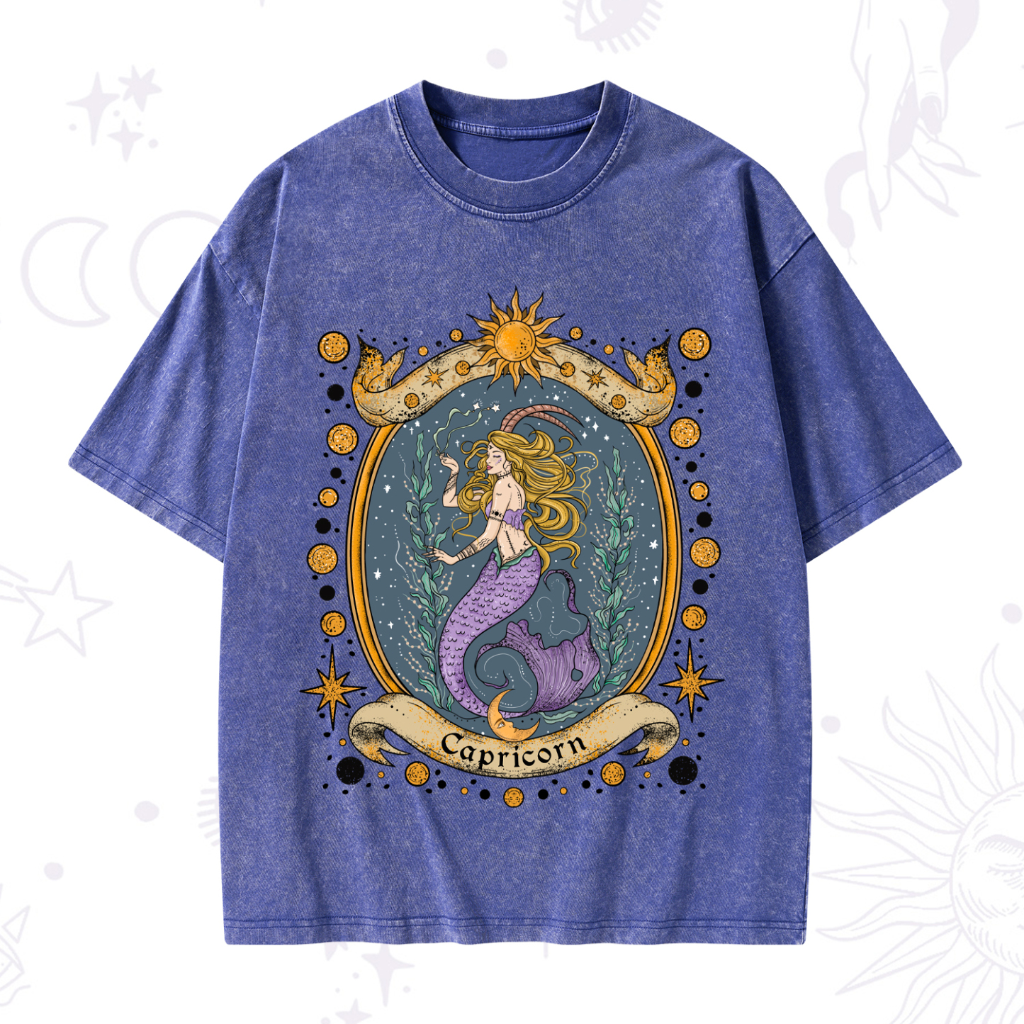 Purplehecate Celestial Capricorn Zodiac Washed T-Shirt