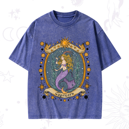 Purplehecate Celestial Capricorn Zodiac Washed T-Shirt
