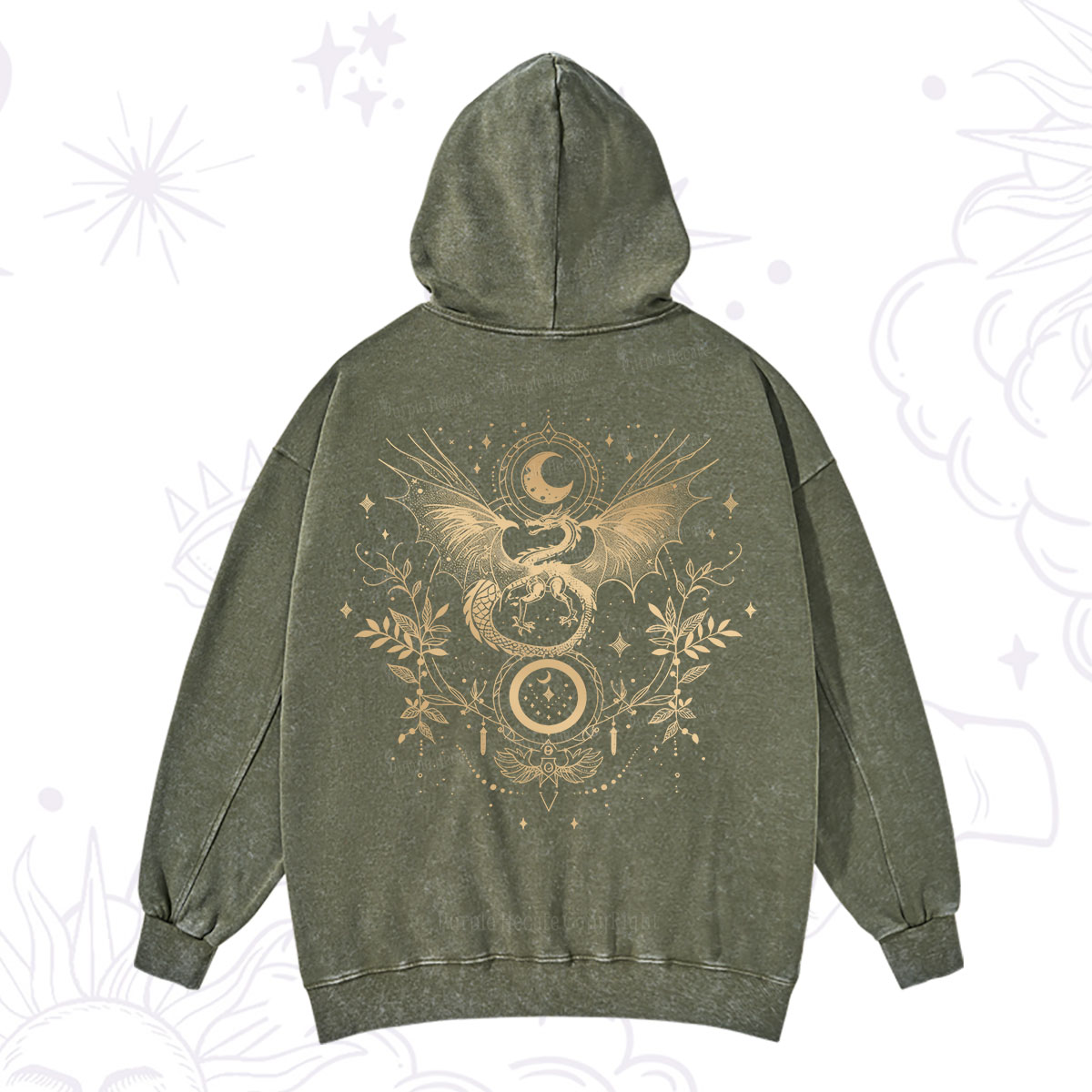Purplehecate Celestial Dragon Moon Phase Washed Hoodie