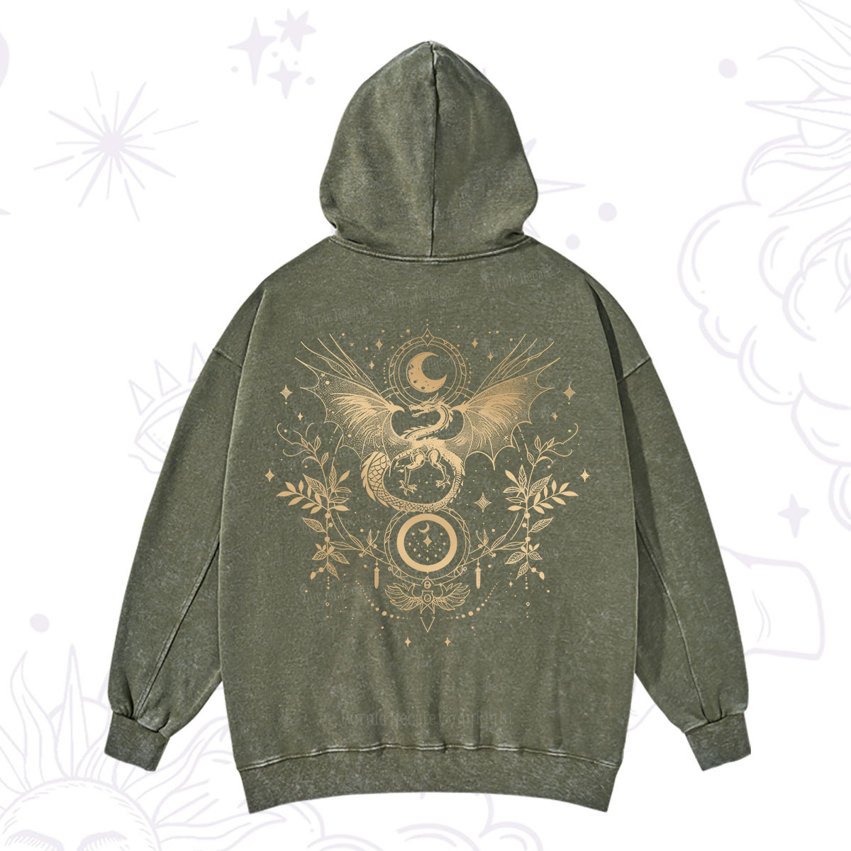 Purplehecate Celestial Dragon Moon Phase Washed Hoodie
