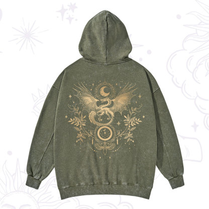 Purplehecate Celestial Dragon Moon Phase Washed Hoodie