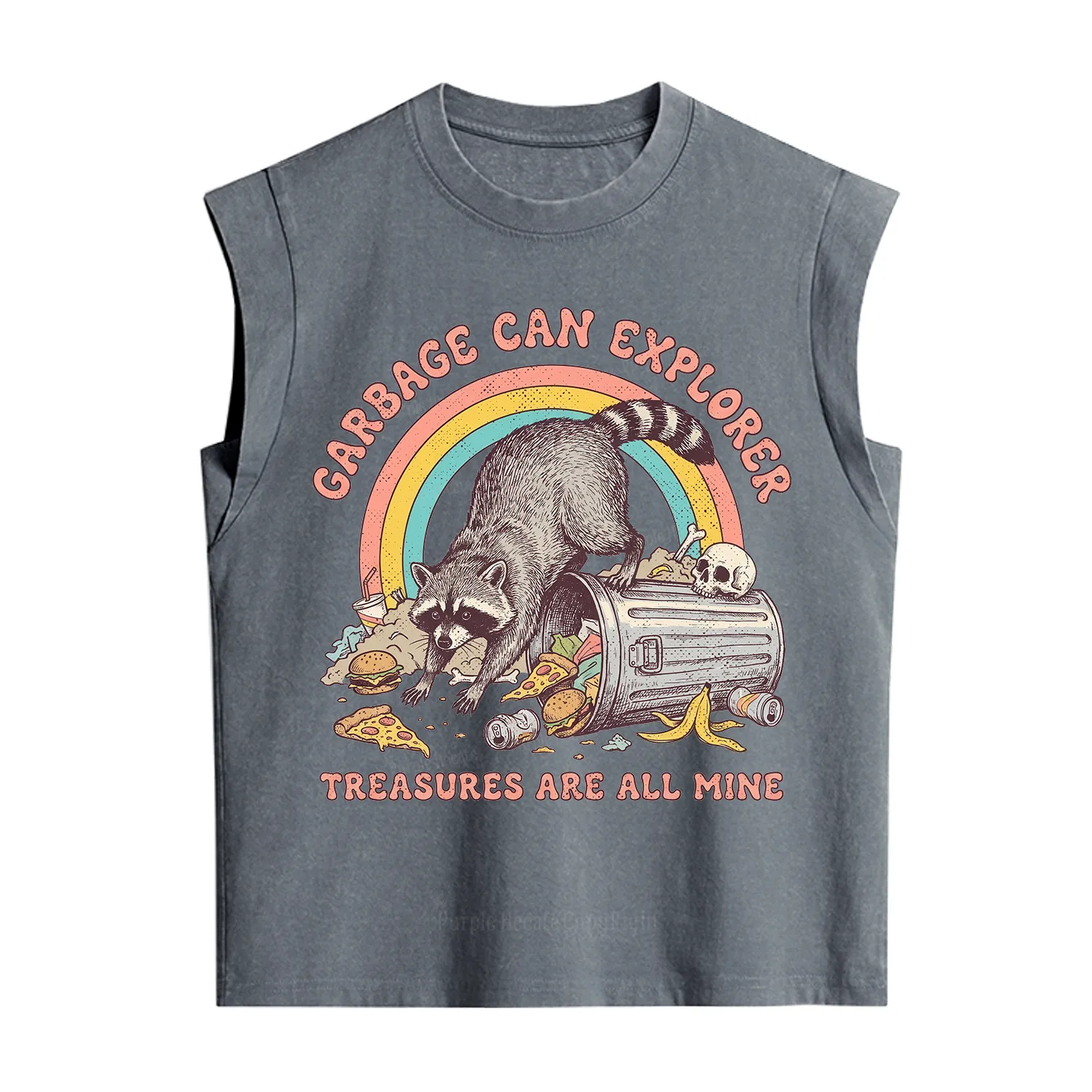 Purplehecate Garbage Can Explorer Raccoon Vintage Washed Tank