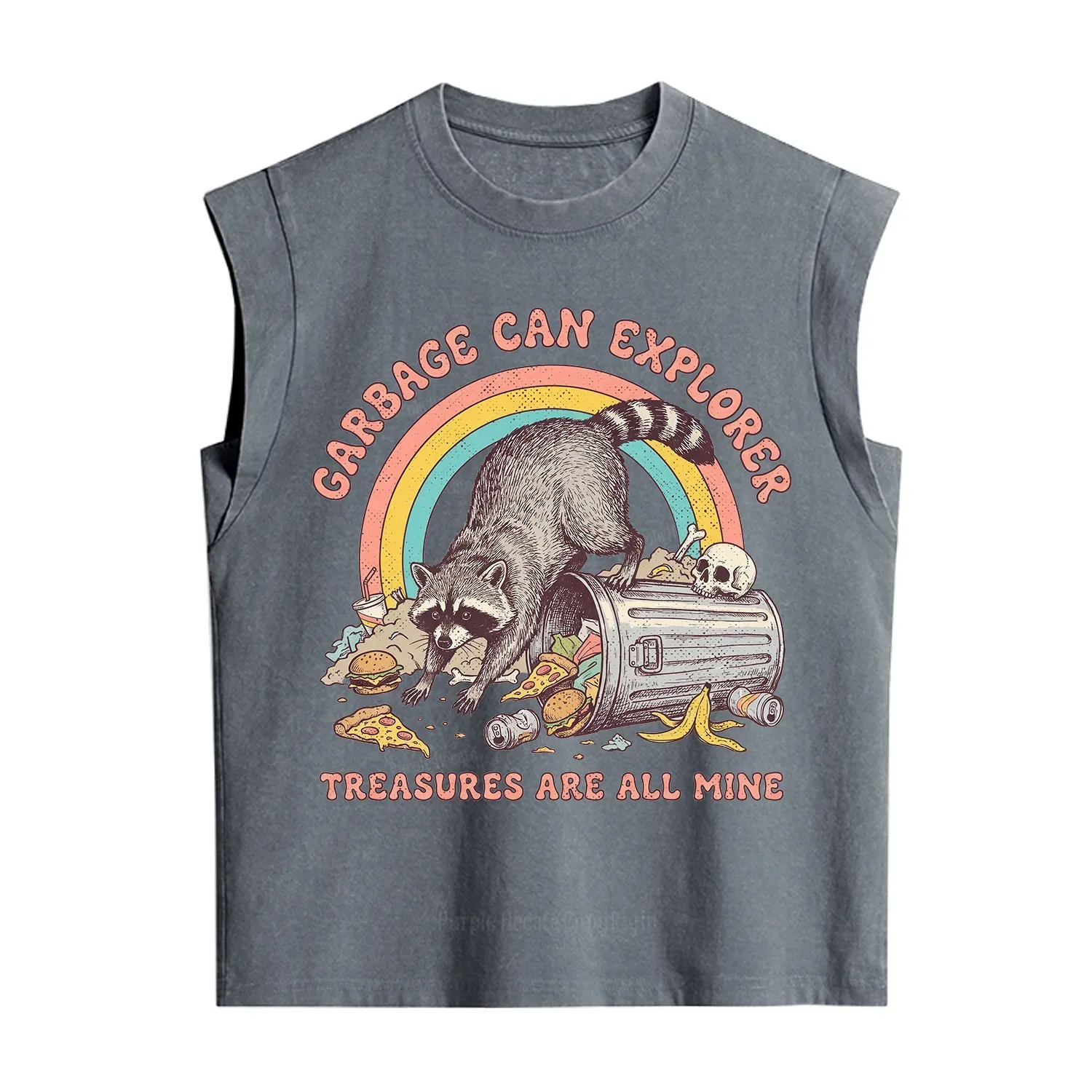 Purplehecate Garbage Can Explorer Raccoon Vintage Washed Tank