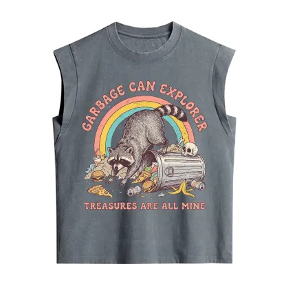 Purplehecate Garbage Can Explorer Raccoon Vintage Washed Tank