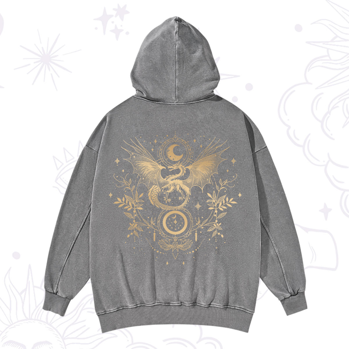 Purplehecate Celestial Dragon Moon Phase Washed Hoodie