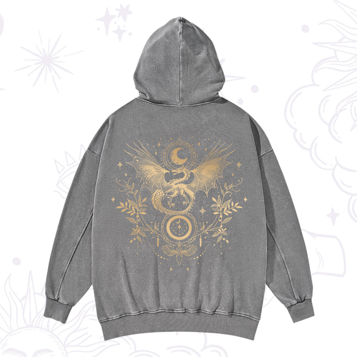 Purplehecate Celestial Dragon Moon Phase Washed Hoodie