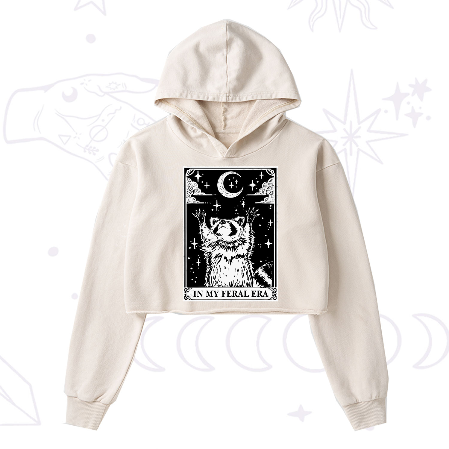 Purplehecate The In My Feral Era Oracle Card Washed Cropped Hoodie
