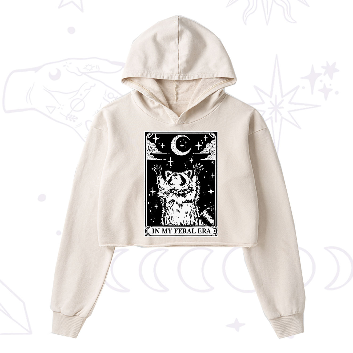 Purplehecate The In My Feral Era Oracle Card Washed Cropped Hoodie