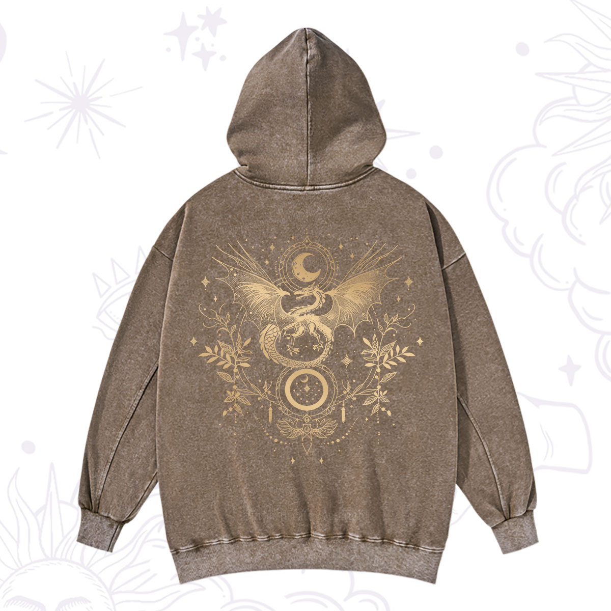 Purplehecate Celestial Dragon Moon Phase Washed Hoodie