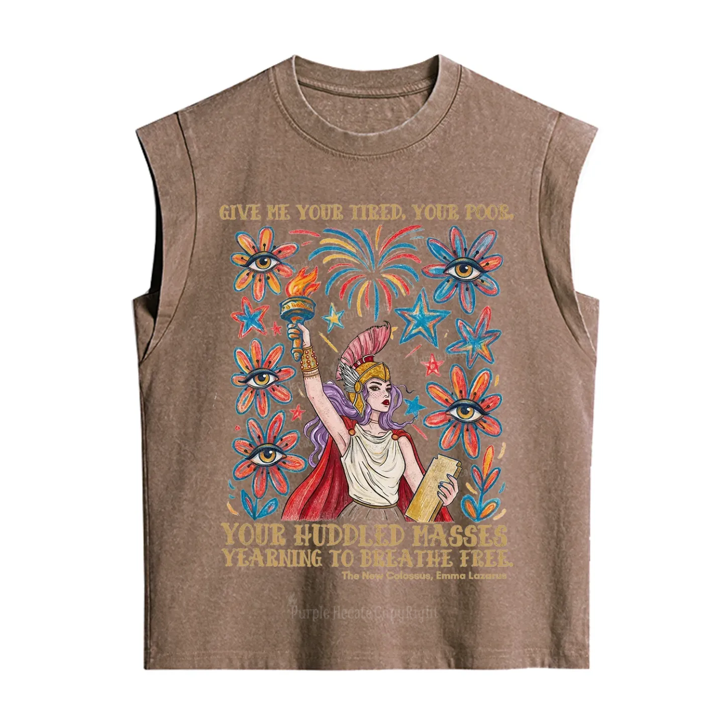 Purplehecate Give Me Your Tired Your Poor Statue of Liberty Vintage Washed Tank