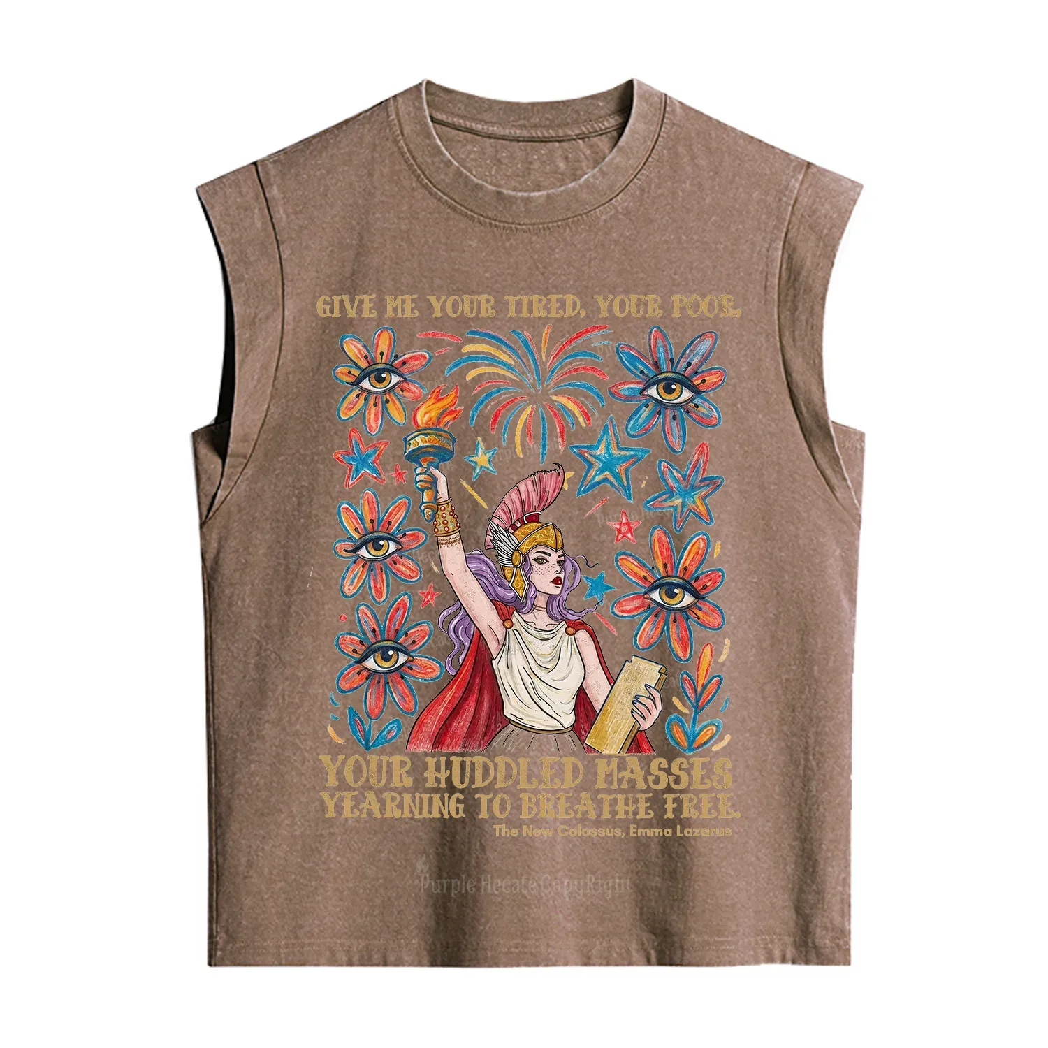 Purplehecate Give Me Your Tired Your Poor Statue of Liberty Vintage Washed Tank