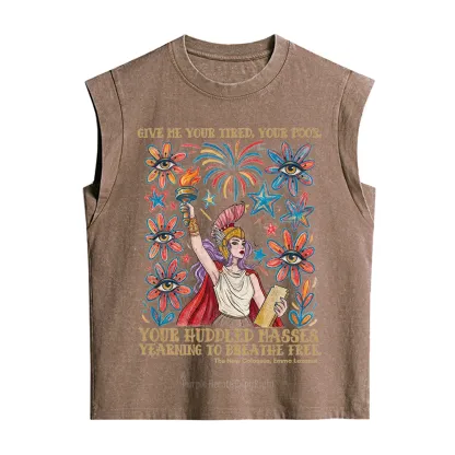 Purplehecate Give Me Your Tired Your Poor Statue of Liberty Vintage Washed Tank