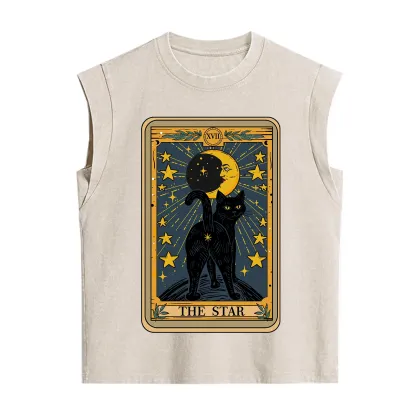 Purplehecate The Star Tarot Cat Vintage Washed Tank
