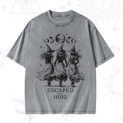 Purplehecate Escaped Since 1692 Washed T-Shirt
