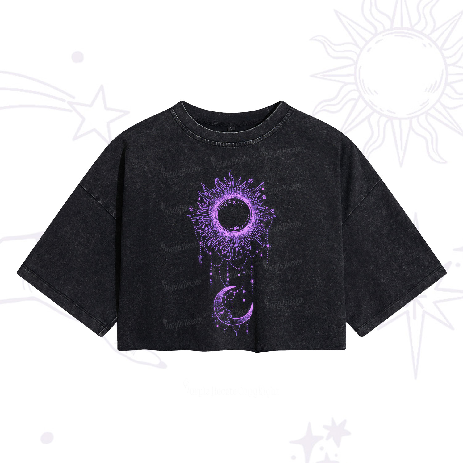 Purplehecate Radiance Of Sun And Moon Washed Cropped T-Shirt