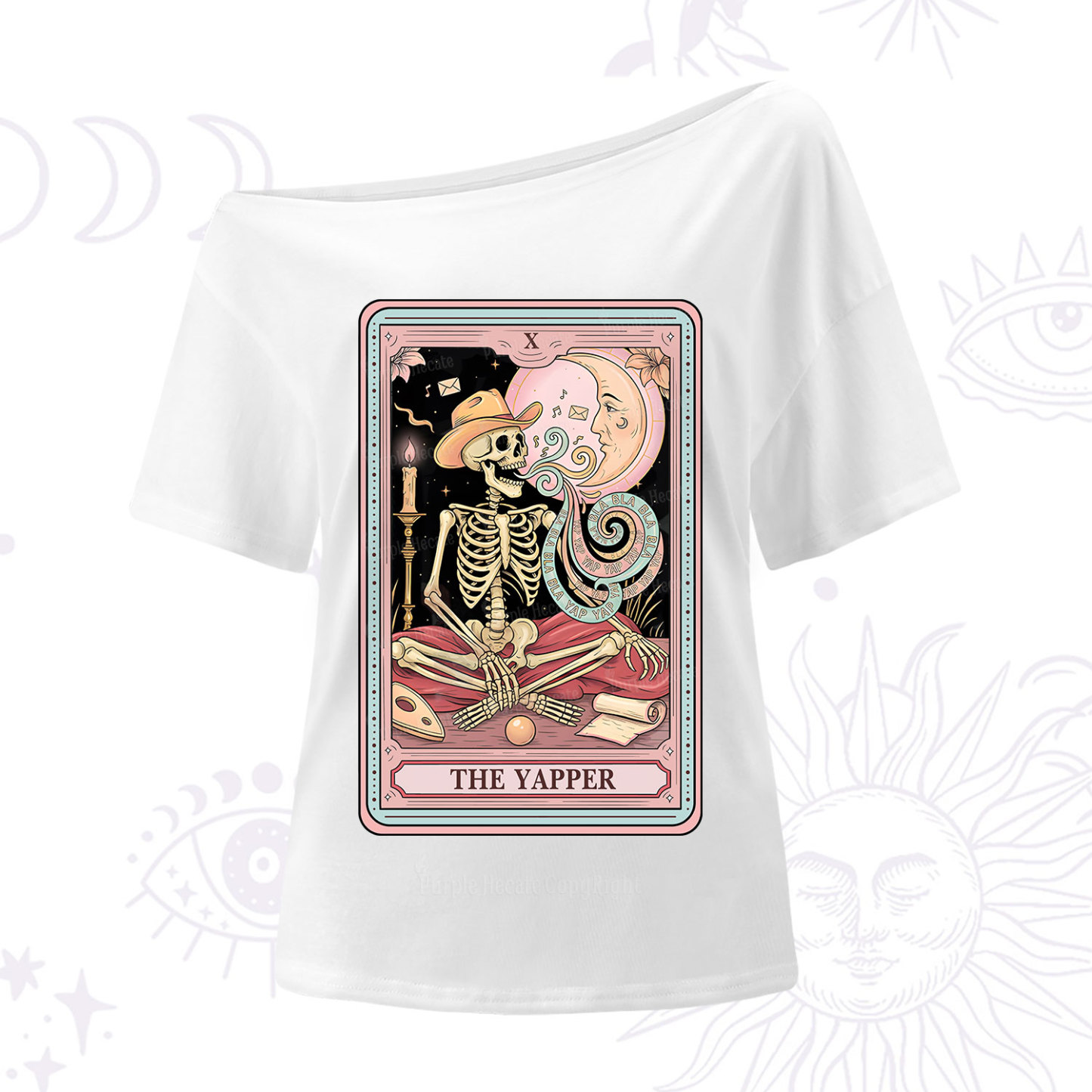 Purplehecate The Skeleton Yapper Tarot One Shoulder T-Shirt