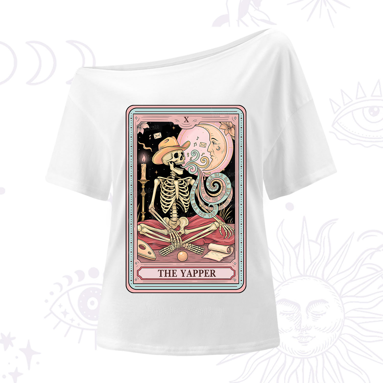 Purplehecate The Skeleton Yapper Tarot One Shoulder T-Shirt