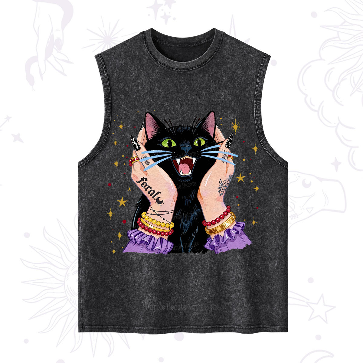 Purplehecate Feral Cat Magic Washed Tank