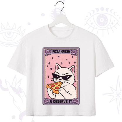 Purplehecate The Pizza Queen Cat Tarot Crop T-Shirt