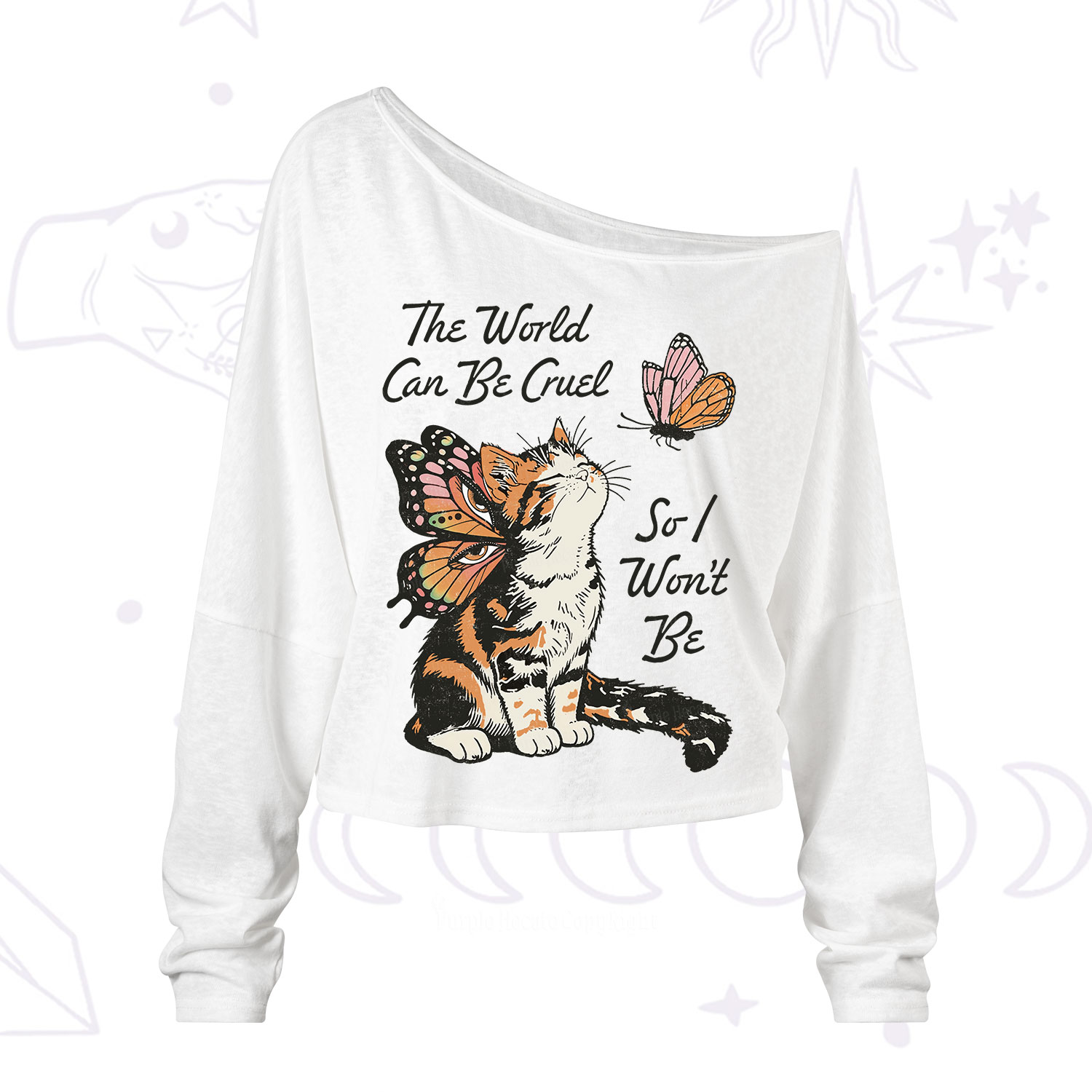 Purplehecate The World Can Be Cruel So I Won't Be One Shoulder Long Sleeve Shirt