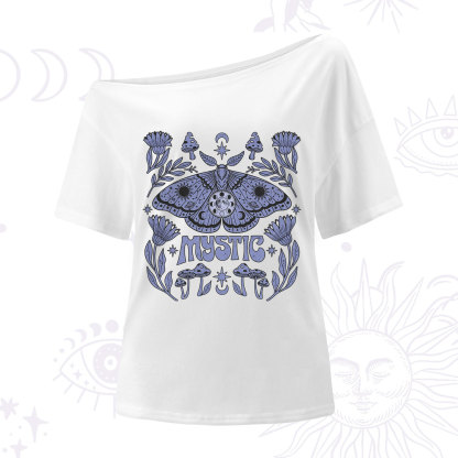 Purplehecate Celestial Moth Mushrooms One Shoulder T-Shirt