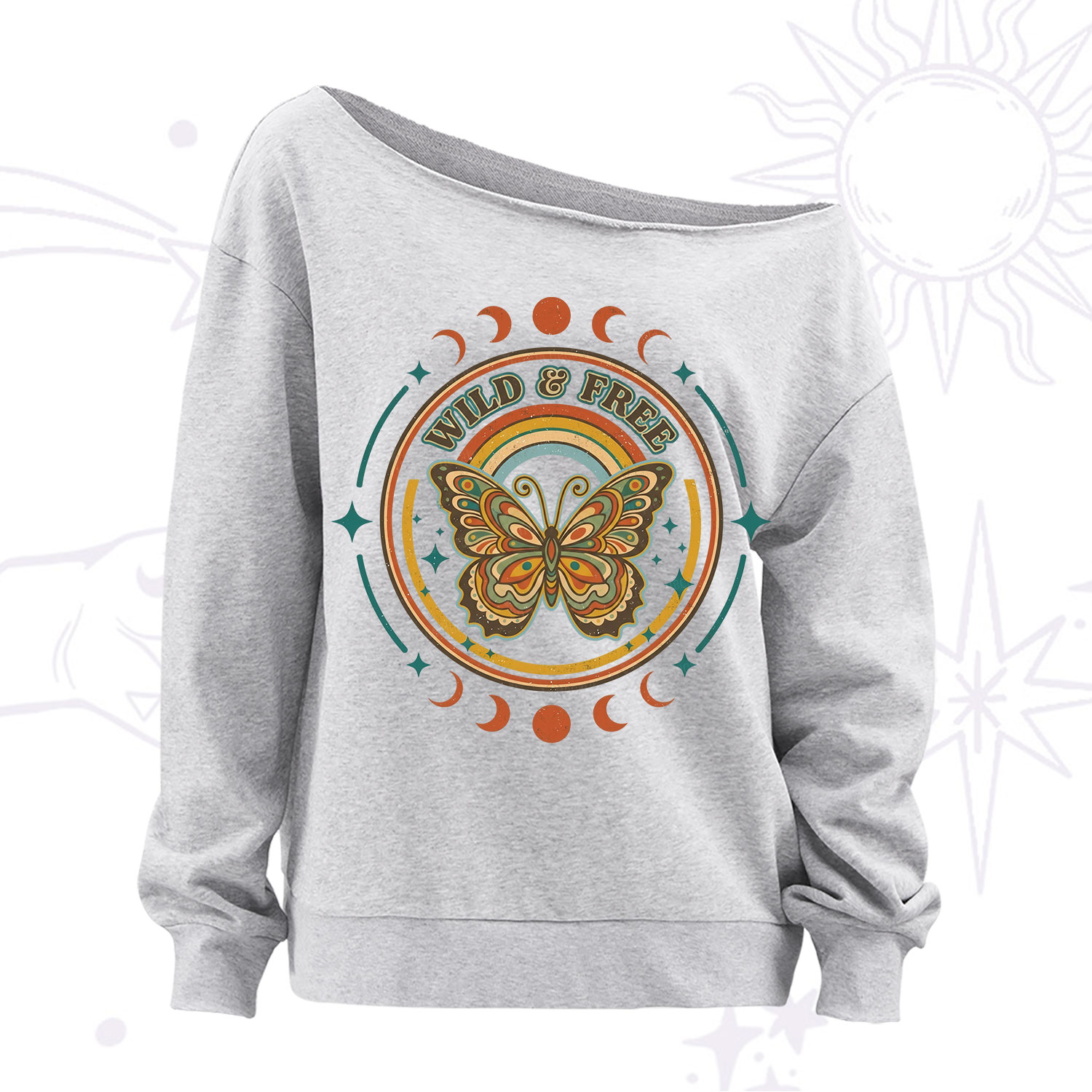 Purplehecate Wild And Free Butterfly Off The Shoulder Sweatshirt