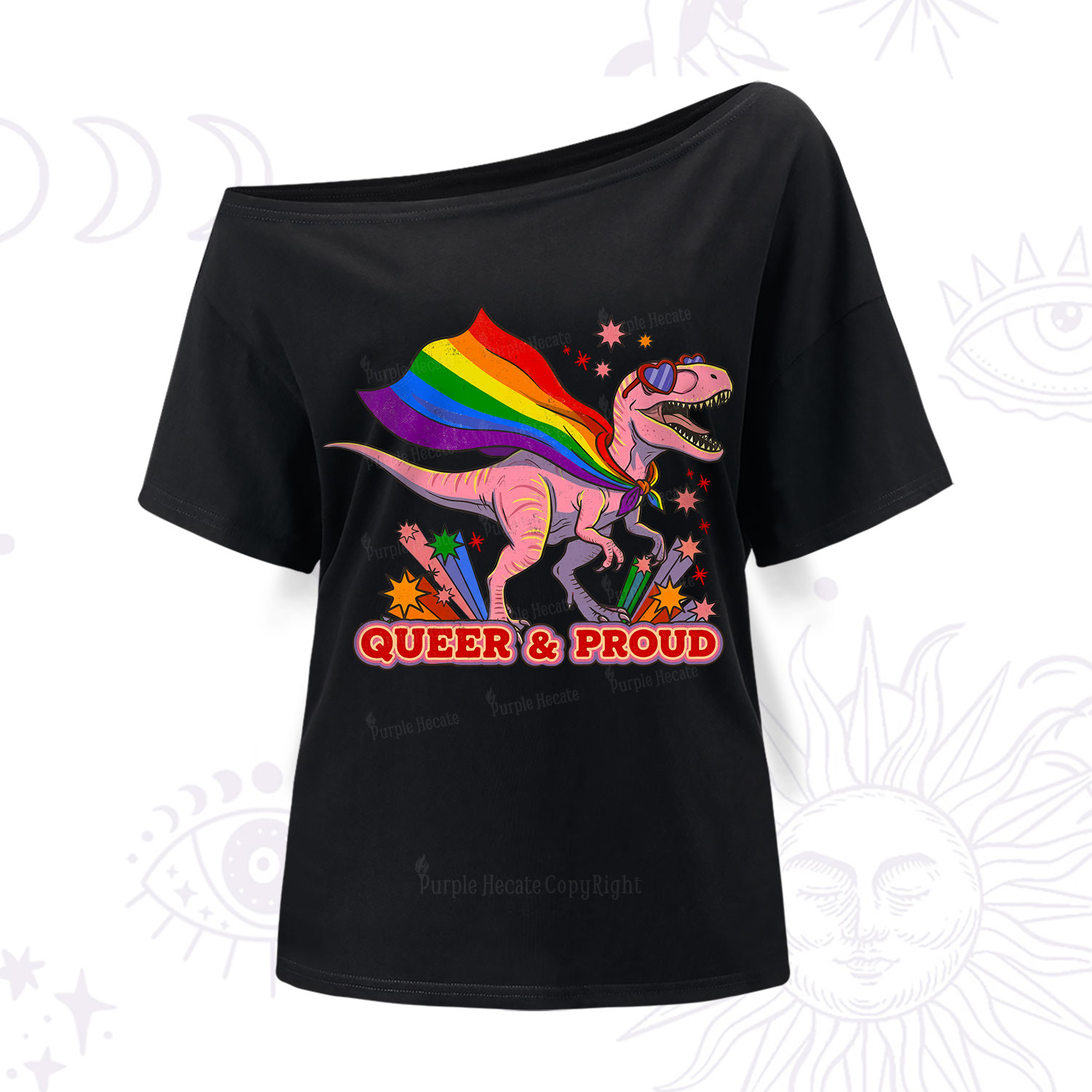 Purplehecate Queer and Proud One Shoulder T-Shirt